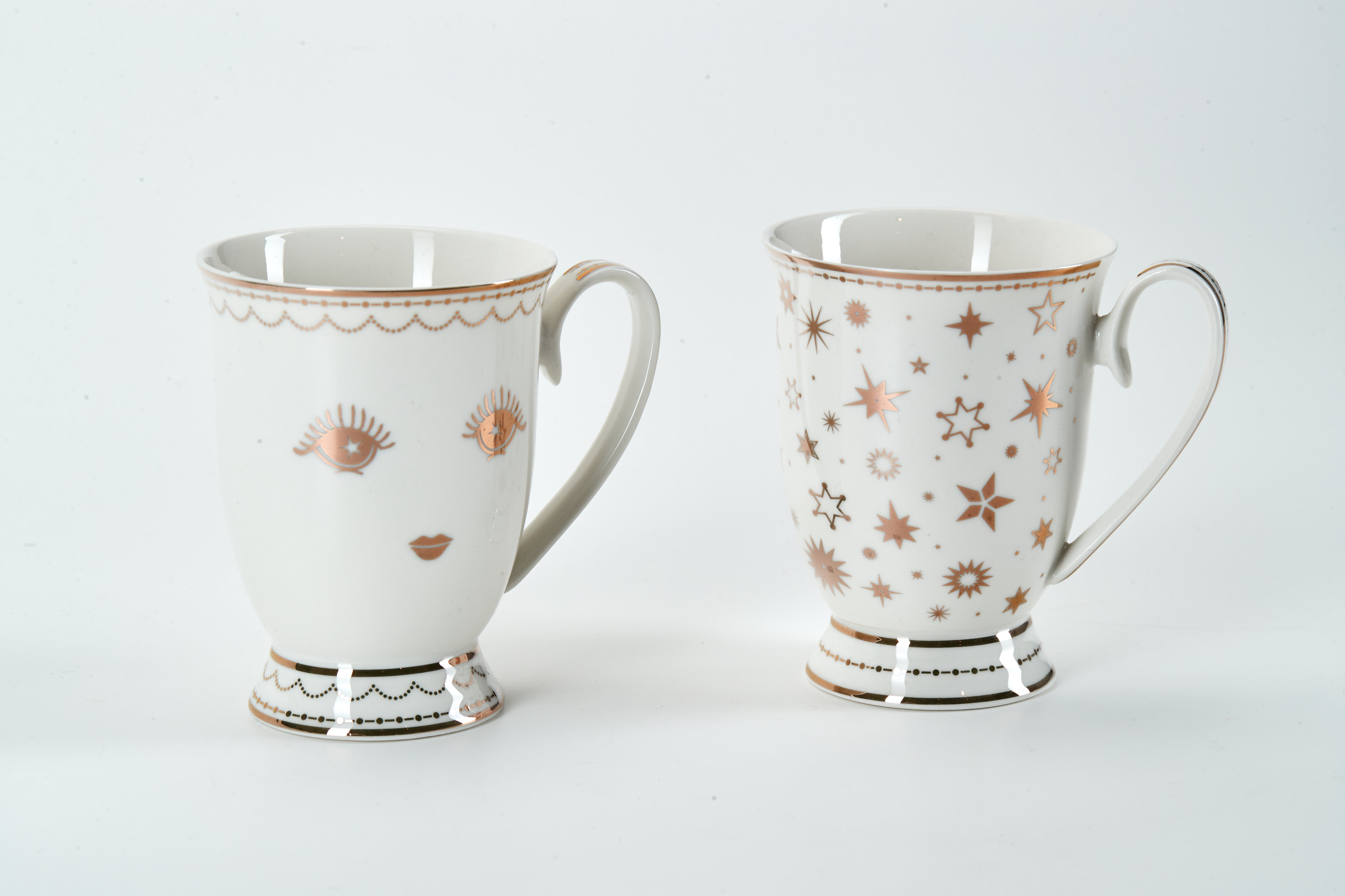 Stars krussæt, 2 stk. - hvid/guld